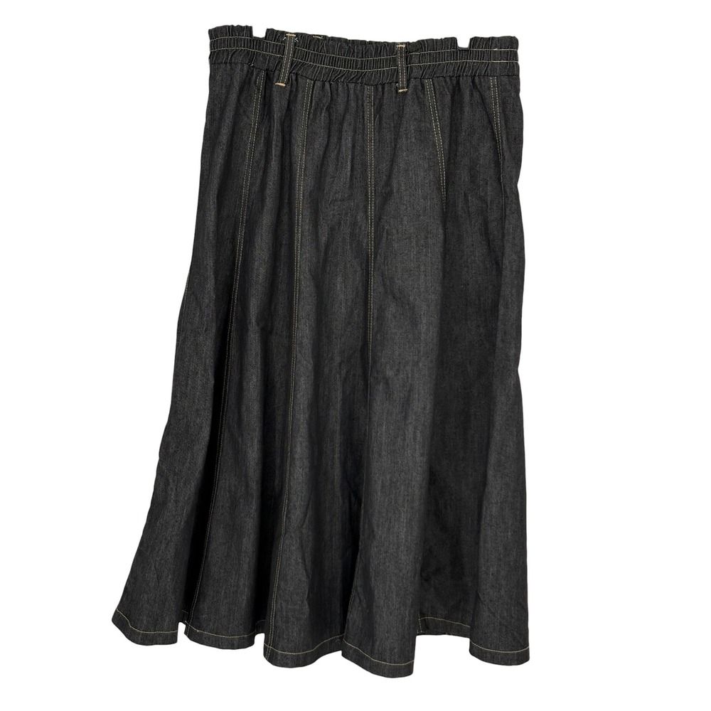 Gold Flava Denim Midi Skirt Dark Wash Elastic Waist Stretch Plus 18 Vintage